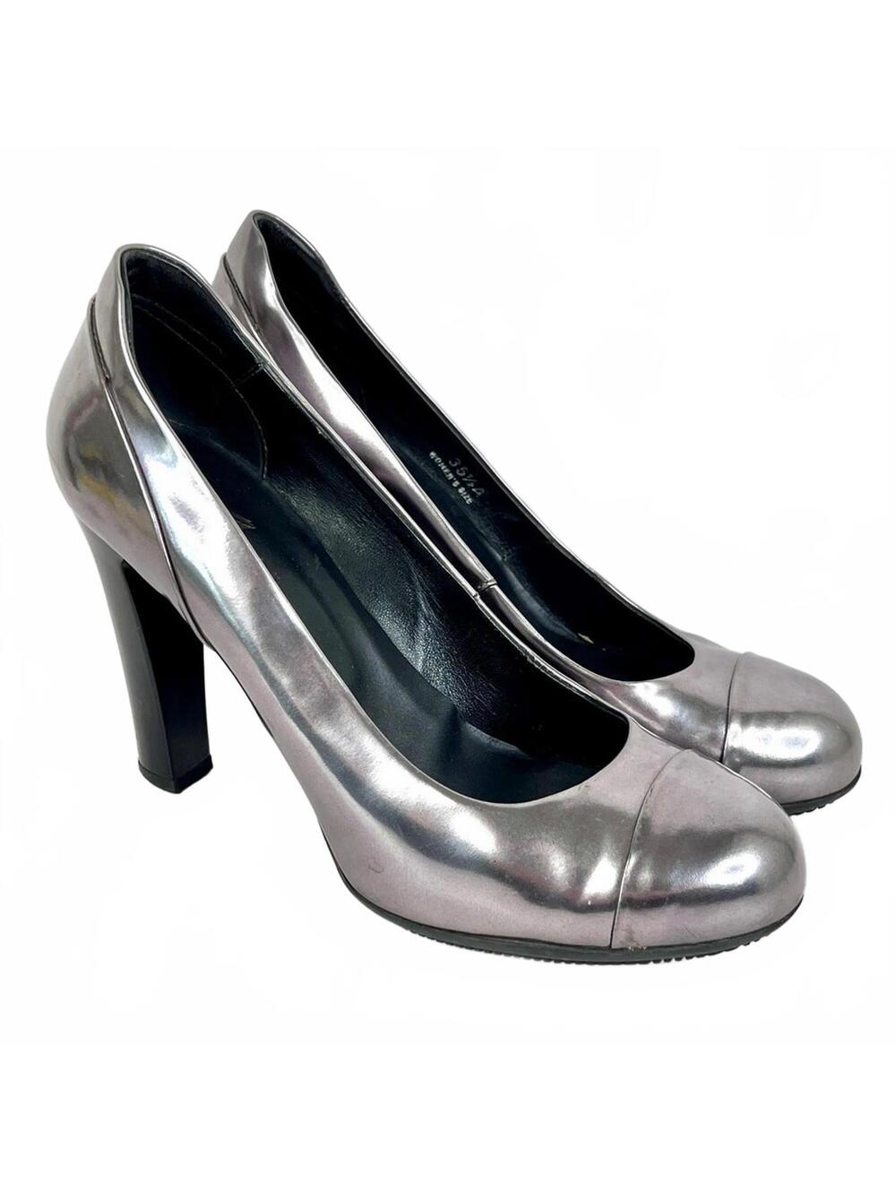 Hogan Women's Size 5 (eu 35.5) Metallic Silver 3.5 Inch Heels